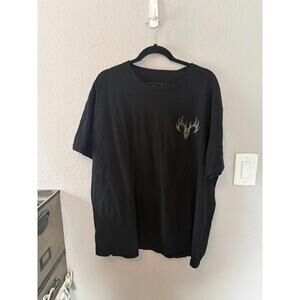 Men's Buck Wear black tshirt size 2XL. Small hole under back neck line from tag
